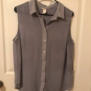 H&M Sheer Striped Sleeveless Blouse
